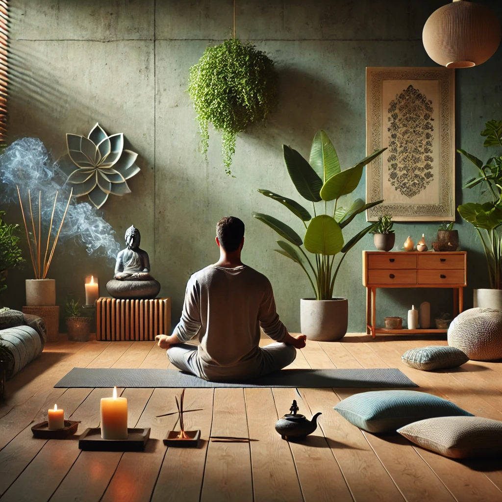 A tranquil yoga studio with a focus on Satyananda Yoga practices